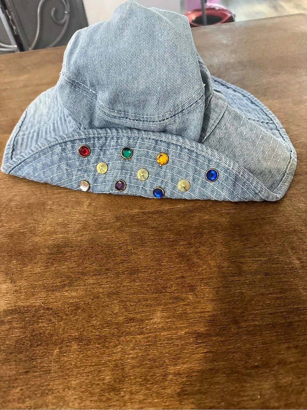 Inspiration Denim Embellished Bucket Hat NWT in Blue
